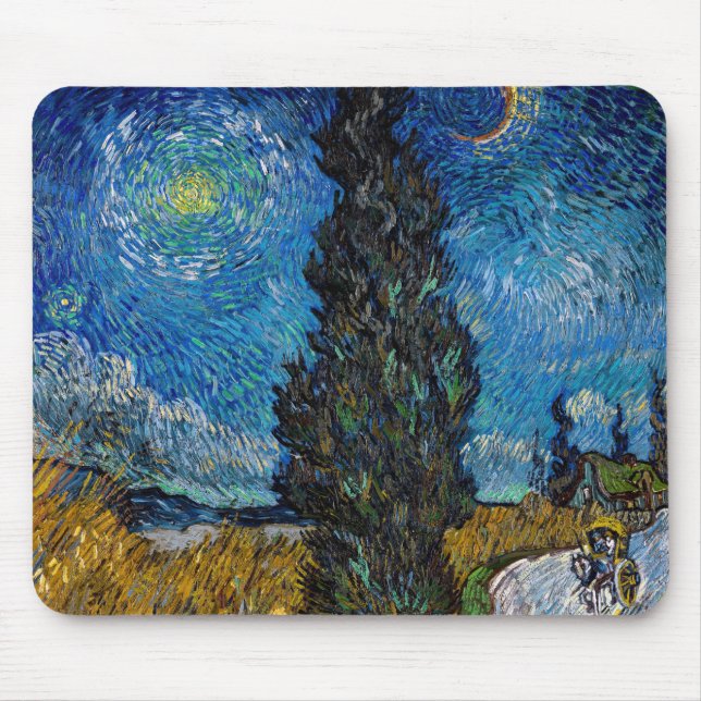 Vincent van Gogh - Road with Cypress and Star Mouse Pad (Front)