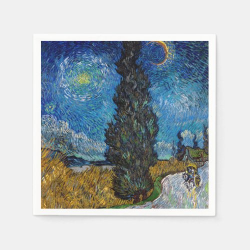 Vincent van Gogh _ Road with Cypress and Star Napkins