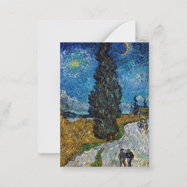 Vincent van Gogh - Road with Cypress and Star Note Card (Front)