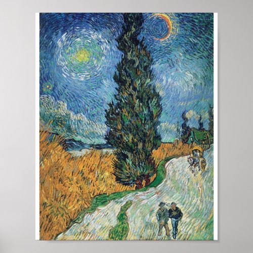 Vincent Van Gogh _ Road with Cypress and Star Poster