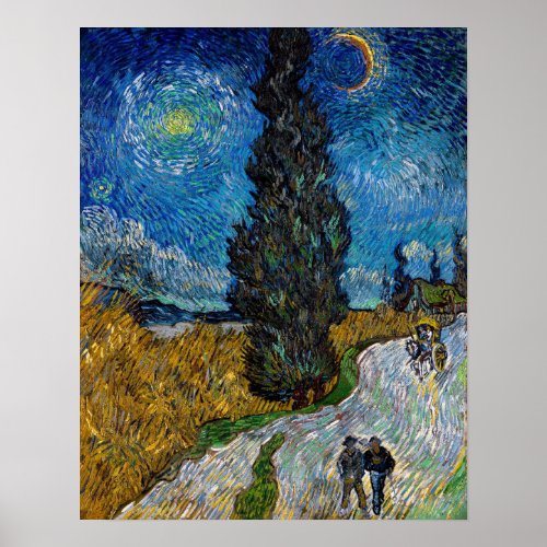 Vincent van Gogh _ Road with Cypress and Star Poster