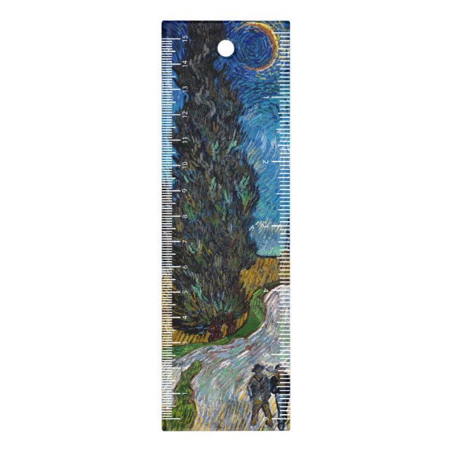 Vincent van Gogh - Road with Cypress and Star Ruler (Vertical)
