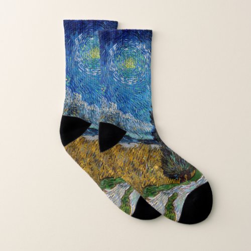 Vincent van Gogh _ Road with Cypress and Star Socks