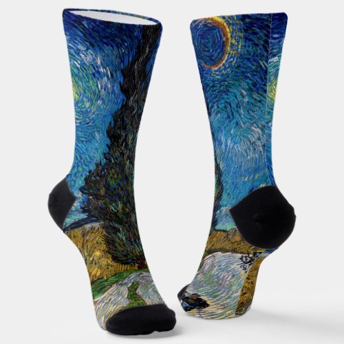 Vincent van Gogh _ Road with Cypress and Star Socks