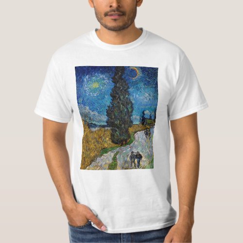 Vincent van Gogh _ Road with Cypress and Star T_Shirt