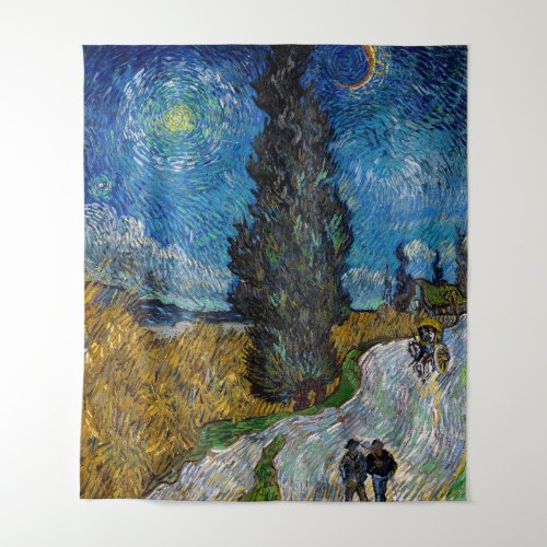 Vincent van Gogh _ Road with Cypress and Star Tapestry