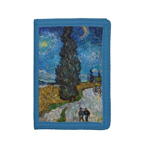 Vincent van Gogh _ Road with Cypress and Star Trifold Wallet