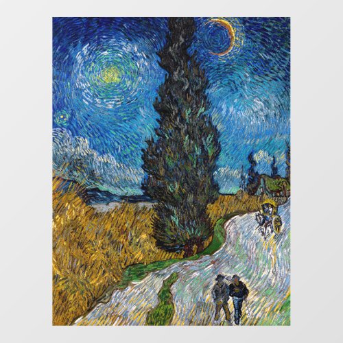 Vincent van Gogh _ Road with Cypress and Star Window Cling