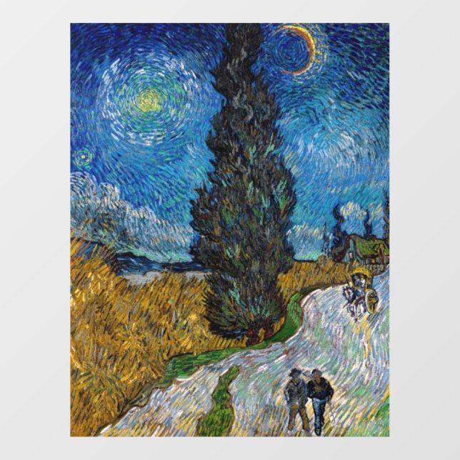 Vincent van Gogh - Road with Cypress and Star Window Cling (Sheet)