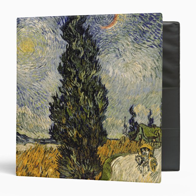 Vincent van Gogh | Road with Cypresses, 1890 3 Ring Binder (Front/Inside)