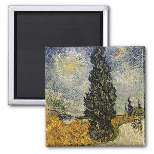 Vincent van Gogh  Road with Cypresses 1890 Magnet