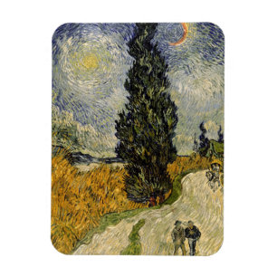Vincent van Gogh Road with Cypresses, 1890 Magnet