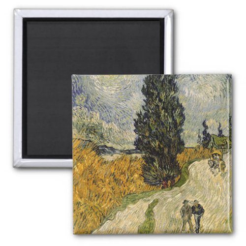 Vincent van Gogh  Road with Cypresses 1890 Magnet