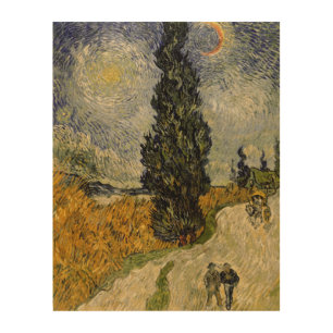 Vincent van Gogh Road with Cypresses, 1890 Wood Wall Decor
