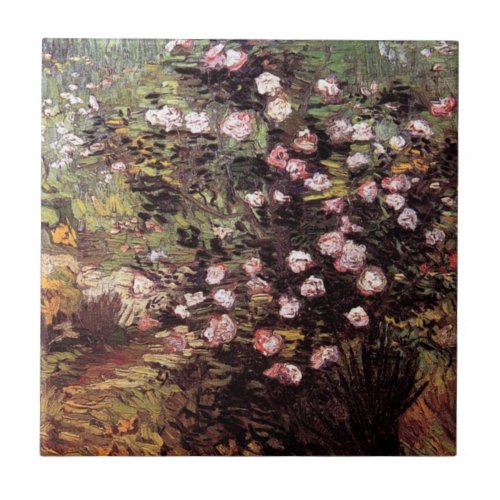 Vincent Van Gogh _ Rosebush In Blossom Fine Art Ceramic Tile