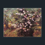 Vincent Van Gogh - Rosebush In Blossom Fine Art Postcard<br><div class="desc">Oil on canvas from 1889 shows a rosebush full of pink and white blossoms in a garden setting. Unlike similar stores, Art Lover's Cafe features classic, high resolution works of art that have been carefully restored, color-balanced & retouched to remove spots & artifacts commonly found in most reproductions sold online....</div>