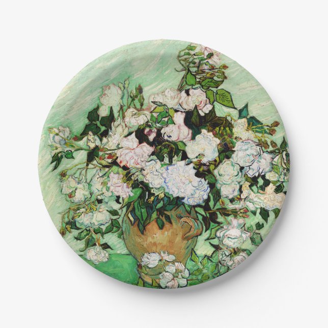 Vincent Van Gogh Roses (1890) Paper Plates (Front)