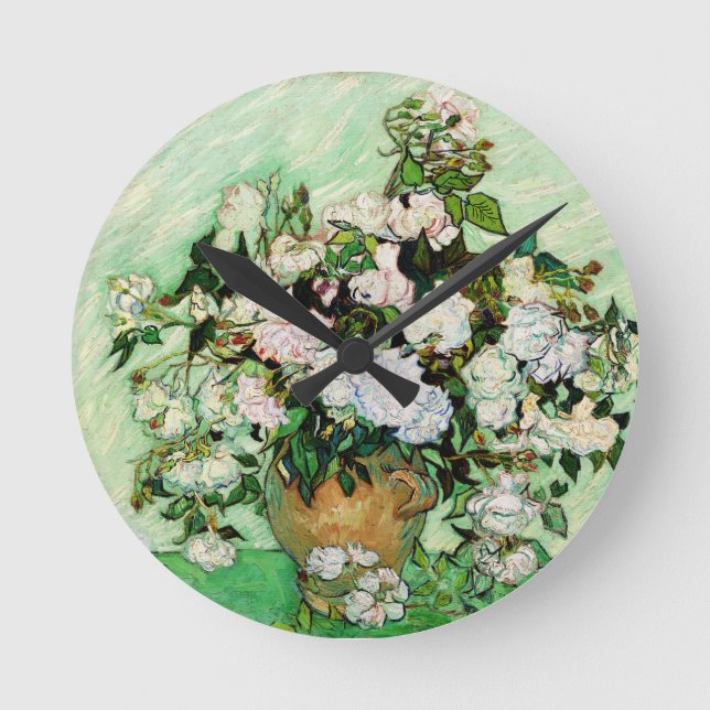 Vincent Van Gogh Roses (1890) Round Clock (Front)