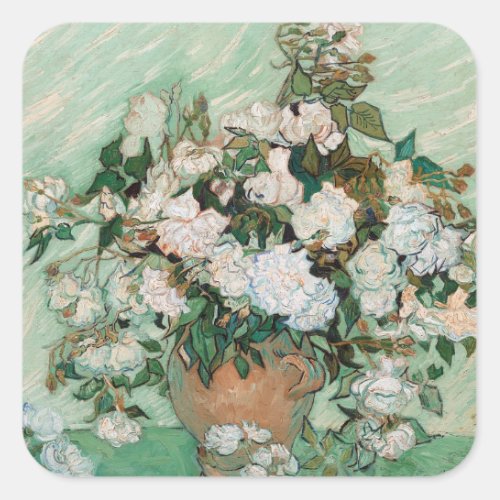 Vincent van Gogh  Roses 1890 Square Sticker