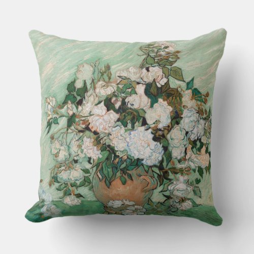 Vincent van Gogh  Roses 1890 Throw Pillow