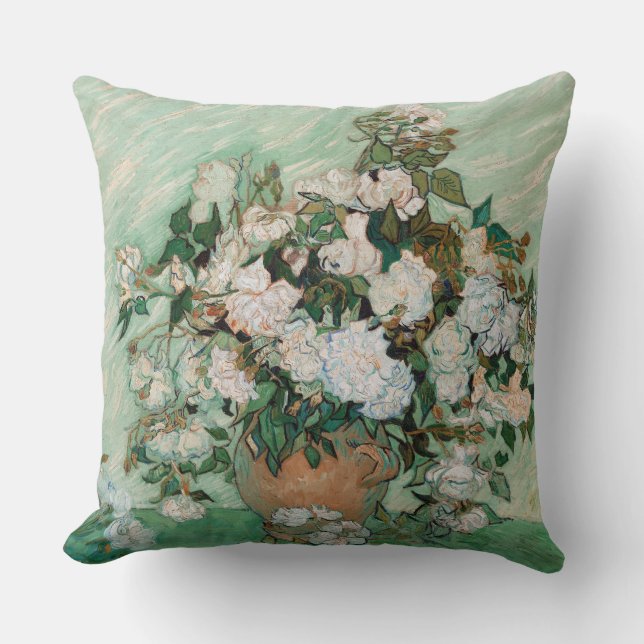 Vincent van Gogh | Roses, 1890 Throw Pillow (Front)