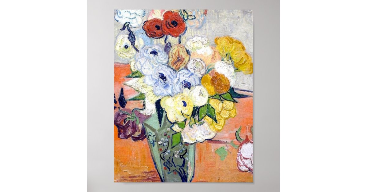 Vincent Van Gogh - Roses And Anemones 1890 Poster | Zazzle