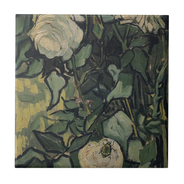 Vincent van Gogh - Roses and Beetle Ceramic Tile (Front)