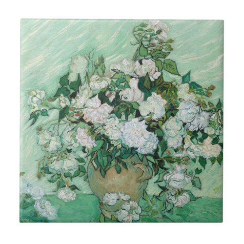 Vincent van Gogh _ Roses Ceramic Tile