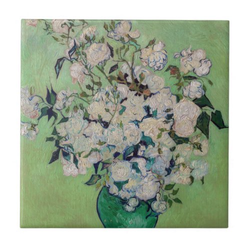 Vincent van Gogh _ Roses Ceramic Tile