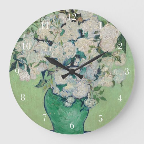 Vincent Van Gogh Roses Impressionist Large Clock