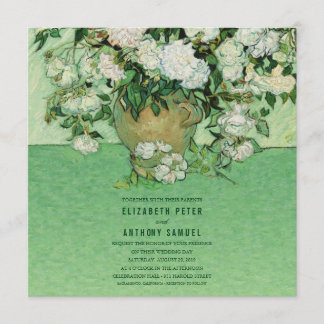 Vincent van Gogh Roses Painting 5.25x5.25 Wedding Invitation