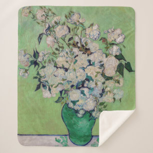 Vincent van Gogh - Roses Sherpa Blanket