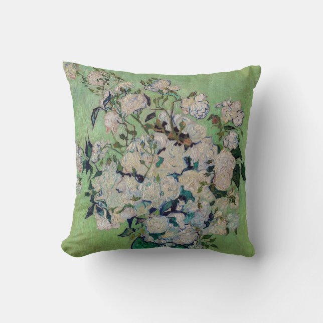 Vincent van Gogh - Roses Throw Pillow (Front)