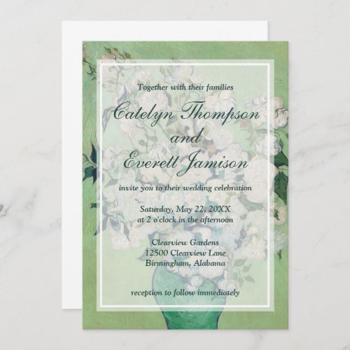 Vincent Van Gogh Roses Vintage Floral Wedding Invitation