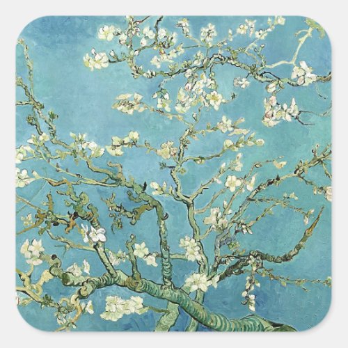 Vincent Van Goghs Almond Blossom Vintage Painting Square Sticker