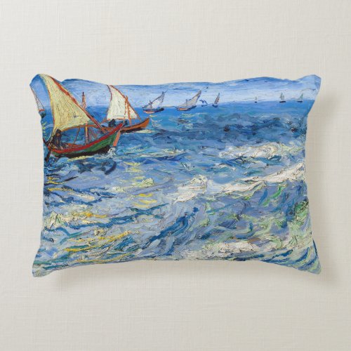 Vincent van Gogh _ Seascape at Saintes_Maries Accent Pillow