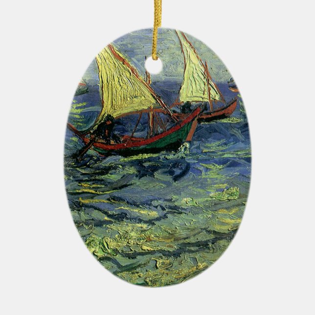 Vincent van Gogh - Seascape at Saintes Maries Ceramic Ornament (Front)