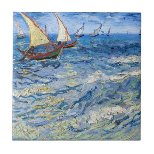 Vincent van Gogh _ Seascape at Saintes_Maries Ceramic Tile