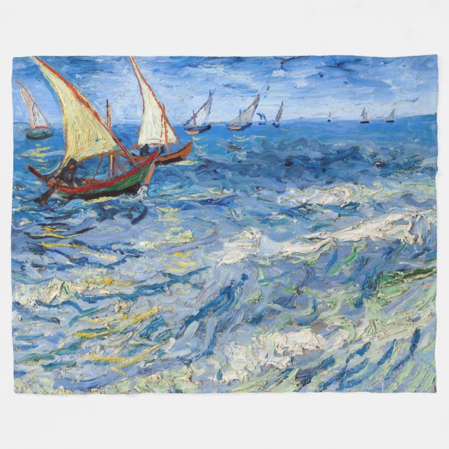 Vincent van Gogh - Seascape at Saintes-Maries Fleece Blanket (Front (Horizontal))