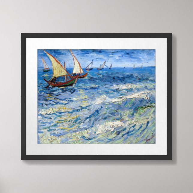 Vincent van Gogh - Seascape at Saintes-Maries Framed Art (Framed Front)
