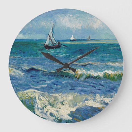 Vincent Van Gogh _ Seascape at Saintes_Maries Large Clock