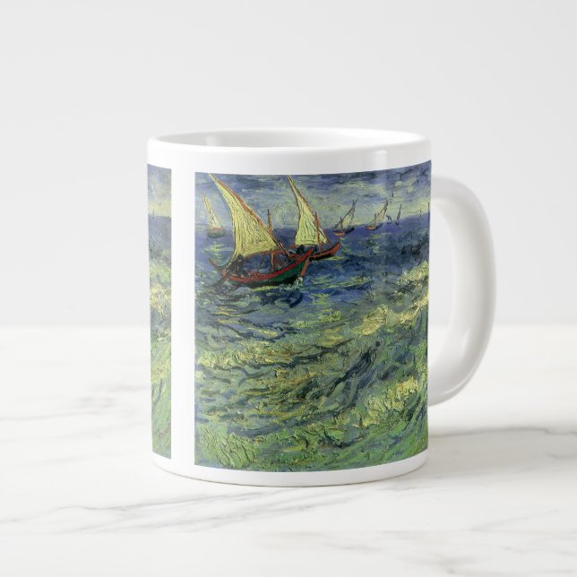 Vincent van Gogh - Seascape at Saintes Maries Large Coffee Mug (Front Right)