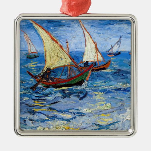 Vincent van Gogh _ Seascape at Saintes_Maries Metal Ornament