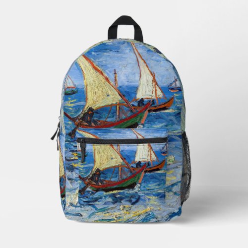 Vincent van Gogh _ Seascape at Saintes_Maries Printed Backpack