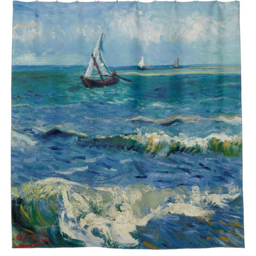 Vincent Van Gogh _ Seascape at Saintes_Maries Shower Curtain
