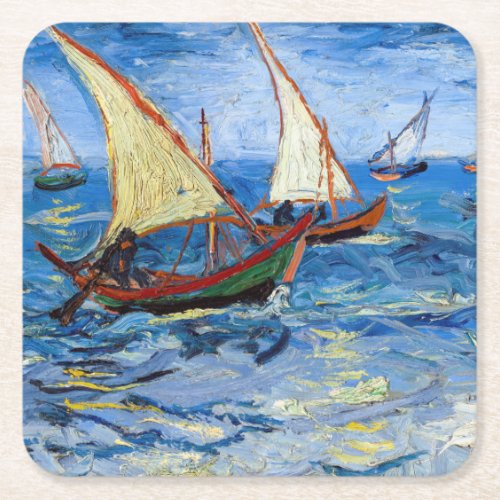 Vincent van Gogh _ Seascape at Saintes_Maries Square Paper Coaster