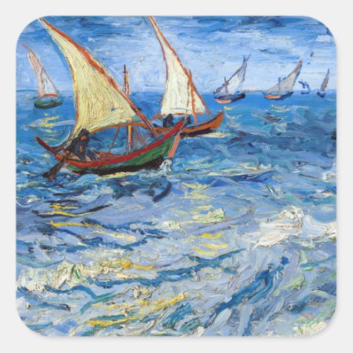 Vincent van Gogh _ Seascape at Saintes_Maries Square Sticker