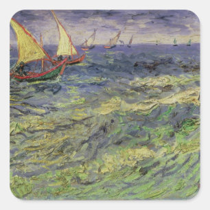 Vincent van Gogh Seascape at Saintes-Maries Square Sticker