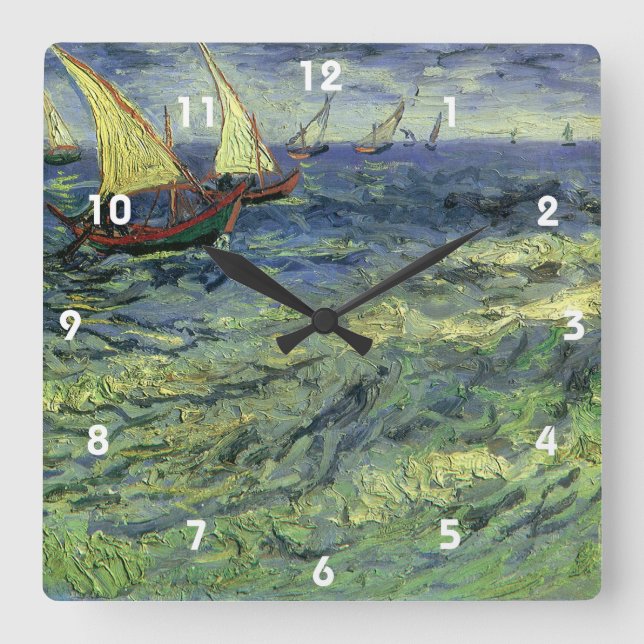 Vincent van Gogh - Seascape at Saintes Maries Square Wall Clock (Front)