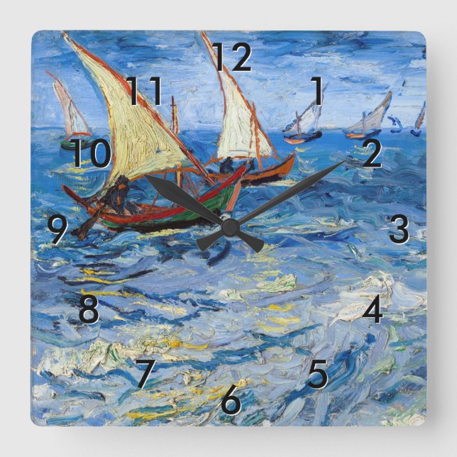 Vincent van Gogh - Seascape at Saintes-Maries Square Wall Clock (Front)